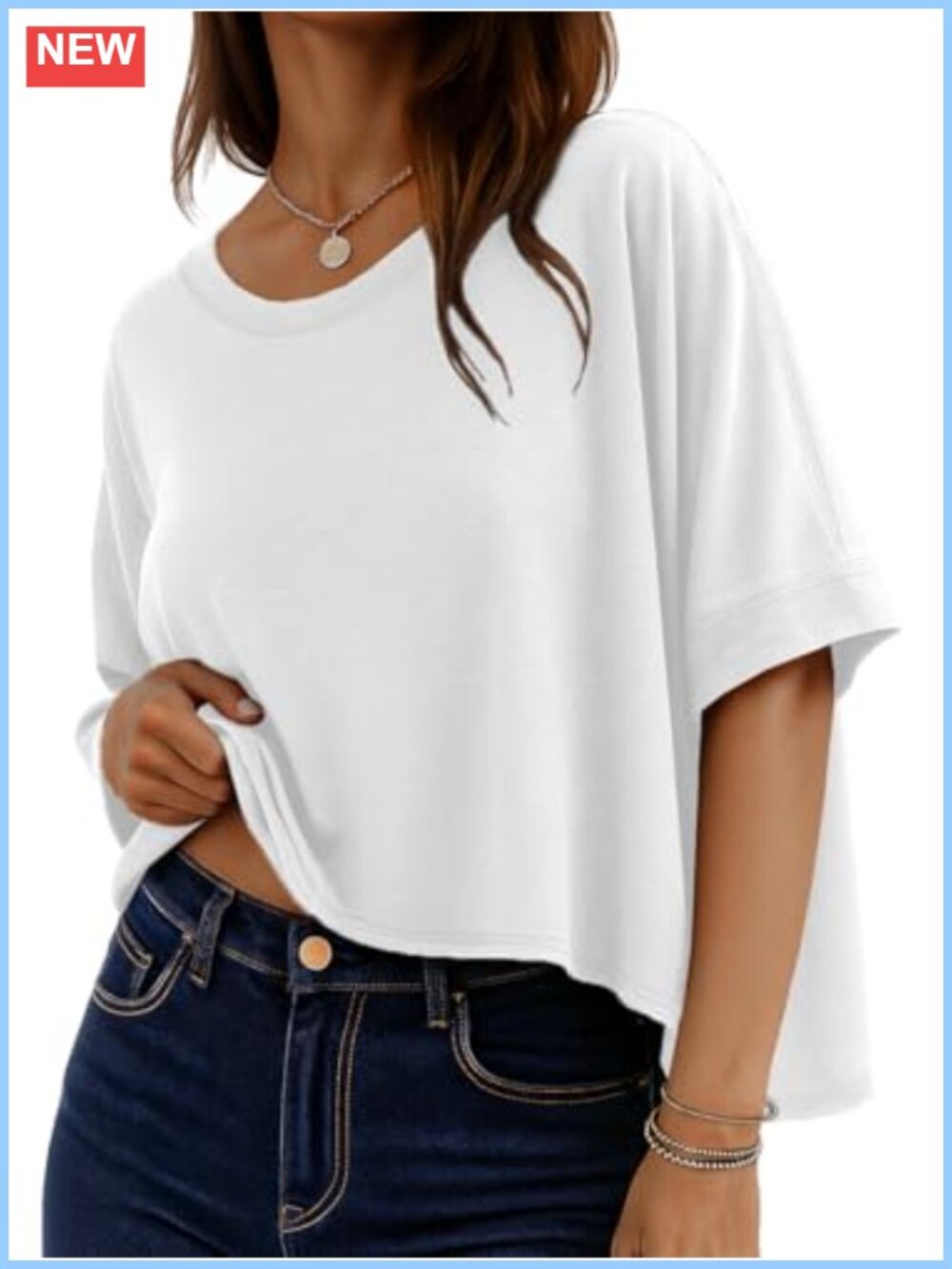 Women Oversized Graphic Tee Half Sleeve Flowy Crop Top Casual Summer Shirt